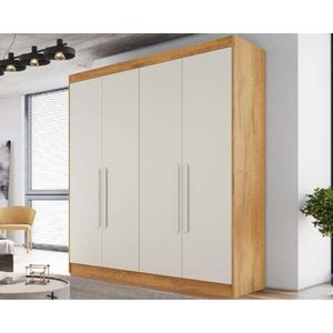 Guarda Roupa Solteiro 3 Gavetas E 4 Portas Nantes Peroba-off White - Europa