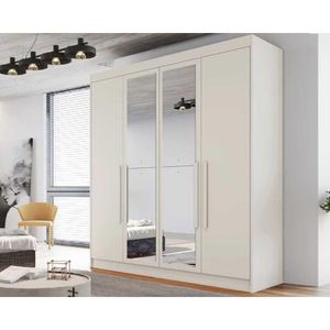 Guarda Roupa Solteiro 3 Gavetas E 4 Portas C-2 Espelho Nantes Off White - Europa