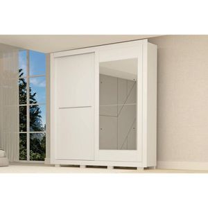 Guarda Roupa Casal 2 Portas De Correr E 3 Gavetas C- Espelho Nicole Branco - Acp