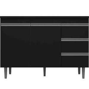 Balcão De Pia 100 Cm Adriana 2 Portas 3 Gavetas Preto