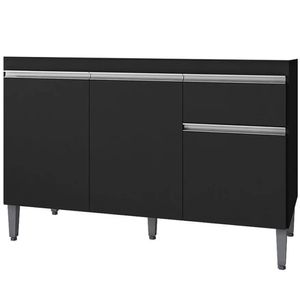 Balcão De Pia 120 Cm Talita 3 Portas 1 Gaveta Preto
