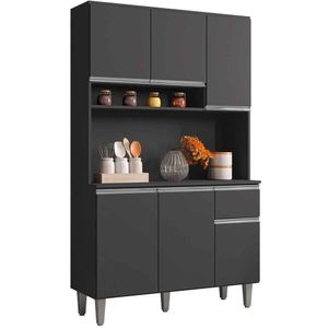 Kit De Cozinha Magda 6 Portas E 1 Gaveta Cinza