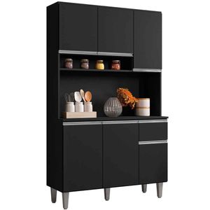 Kit De Cozinha Magda 6 Portas E 1 Gaveta Preto
