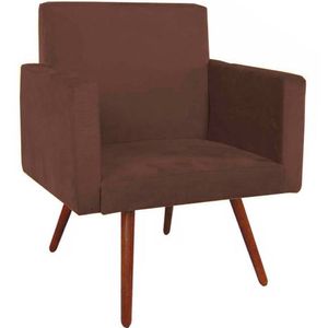 Poltrona Decorativa Nina Pé Palito Suede Marrom