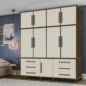 Guarda Roupa Londres 4 Portas Luapa - Malbec/ Off White - Cor: Marrom