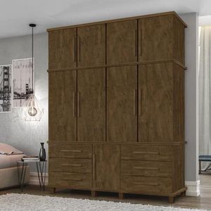 Guarda Roupa Londres 4 Portas Luapa - Malbec - Cor: Marrom