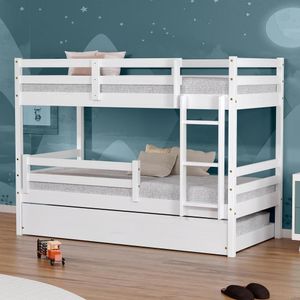 Treliche Infantil Slim Rb Com Grade De Proteção Madeira Maciça Branco Housin
