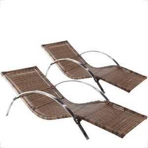 Kit 2 Espreguiçadeiras Cadeiras Caribe Alumínio Com Braço argila