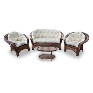 Conj de 1 Sofá 2 L + 2 Poltronas + 1 Mesa Centro Duna Cru