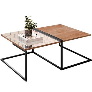 Mesa De Centro De Sala Com Espelho Aurora - Casa Chick Demolição-preto