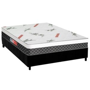 Conjunto Box Casal: Colchão Anatômico D28-ep Firme + Base Crc Suede Black(138x188)