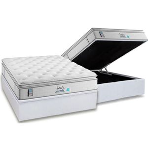 Conjunto Box Baú Casal: Colchão Molas Ensacadas Confortgel + Base Crc Courano White(138x188)