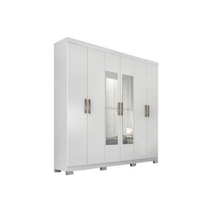 Guarda Roupa Casal 6 Portas E 3 Gavetas C- Espelho Clara Branco