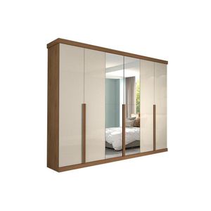 Guarda Roupa Casal 6 Portas E 6 Gavetas C- Espelho Guarapari Avelã-off White
