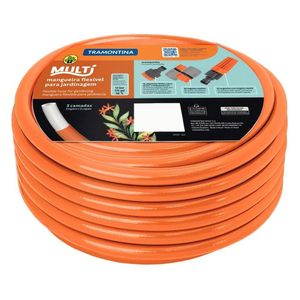 Mangueira Multi 1-2\'\' Laranja Em Pvc 3 Camadas 20mt Com Engates Rapidos E Esguicho - Tramontina