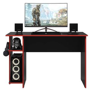 Mesa Gamer Leeds Doce Sonho Móveis Cor Preto/Vermelho