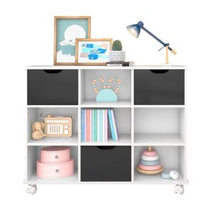 Nicho Organizador C/ 3 Gavetas Com Rodízio Branco/Preto