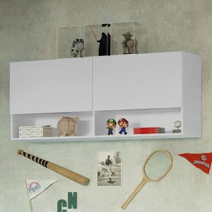 Armário Aéreo Para Quarto Com Nicho E Prateleira 120cm Branco Madesa Branco