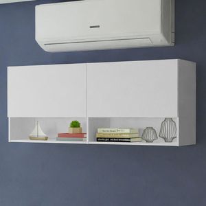 Armário Aéreo Para Escritório Com Nicho E Prateleira 120cm Branco Madesa Branco