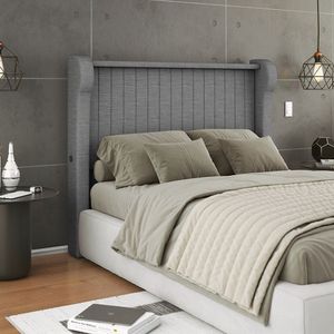 Cabeceira Super King 206cm Entrada Usb Samara Cinza