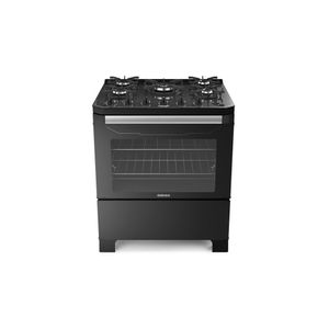 Fogão 5 Bocas Tripla Chama Mesa De Vidro Automático Bivolt Itamaster Itatiaia Preto Preto