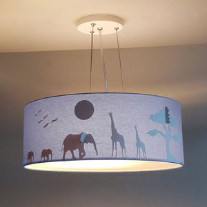 Pendente De Teto Led 40x15cm Savana Tom Luz Iluminação Azul-bebê