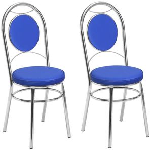 Kit 2 Cadeiras Cromadas Cc10 A103 Debrum Cromado-azul