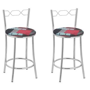 Kit 2 Banquetas Cromadas Bc51-c - E522 Cromada-preto-cinza