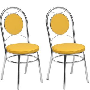 Kit 2 Cadeiras Cromadas Cc10 A105 Debrum Cromado-amarelo