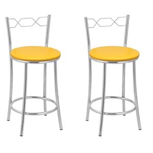 Kit 2 Banquetas Cromadas Bc51-c A105 Cromado-amarelo
