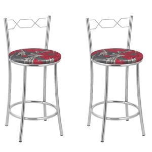 Kit 2 Banquetas Cromadas Bc51-c - E509 Cromada-vermelho