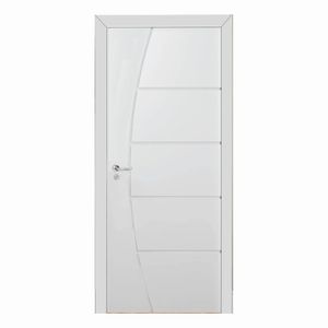 Kit Porta De Madeira 210x80cm Frisada Laqueada Direita Moldufama Branco
