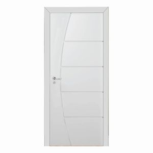 Kit Porta De Madeira 210x90cm Frisada Laqueada Direita Moldufama Branco