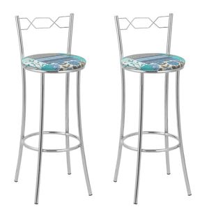 Kit 2 Banquetas Cromadas Bc51-a D410 Cromado-azul