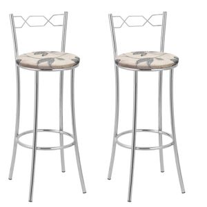 Kit 2 Banquetas Cromadas Bc51-a E516 Cromado-bege