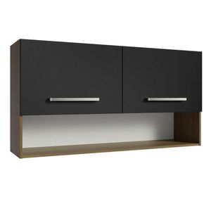 Armário Aéreo Cozinha 105cm 2 Portas 1 Nicho Rustic/preto Emilly Madesa Rustic/preto
