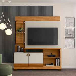 Estante Home Para Tv Até 50 Polegadas 2 Portas 4 Prateleiras Alagoas Nature-off White