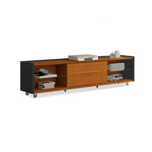 Rack Com 2 Gavetas Leeds Preto Freijó