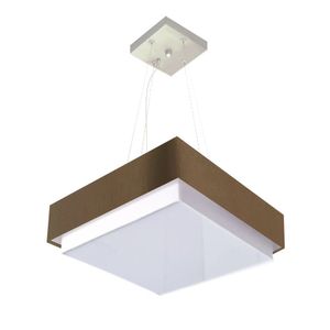 Lustre Para Sala De Jantar Vivare Md-4404 Cúpula Em Tecido 50x50cm Cor Cáqui Bivolt