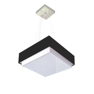 Lustre Para Sala De Jantar Vivare Md-4402 Cúpula Em Tecido 40x40cm Cor Preto Bivolt