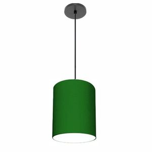 Luminária Pendente Md-4102 Cúpula Em Tecido Verde-folha Cor Da Canopla Canola Preta E Fio Preto