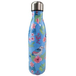 Garrafa Termica 500ml Inox Estampa Flores Passaros Floral Jardim Florido Conserva Agua Bebida