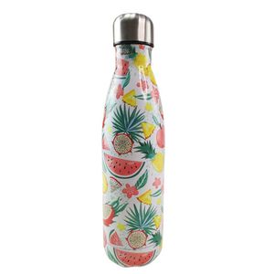 Garrafa Termica Estampada Flores Frutas Aço Inox Floral Florido 500ml Agua Gelada Squeeze Academia