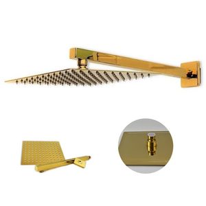 Ducha Chuveiro Slim Dourado 20X20 Quadrado Suporte Parede Ba