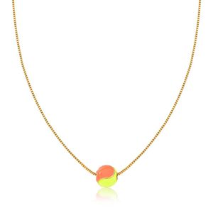 Colar Bolinha De Beach Tennis Esmaltada Com Revestimento Em Ouro
