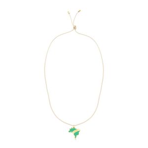 Cordão De Algodão Com Pingente Brasil Agro Revestido Em Ouro