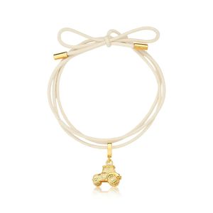 Cordão De Algodão Com Pingente Trator Revestido Em Ouro