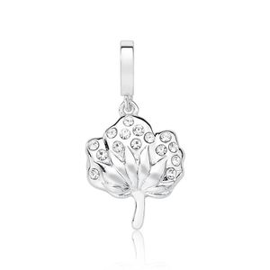 Charm Flor Do Algodão Com Cristais Revestido Em Prata