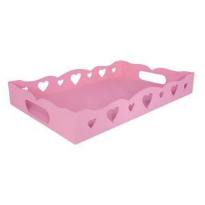 Bandeja De Coração Para Café Da Manhã 100% Mdf (35x23x05) Rosa