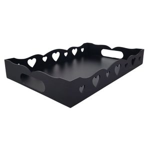 Bandeja De Coração Para Café Da Manhã 100% Mdf (35x23x05) Preto